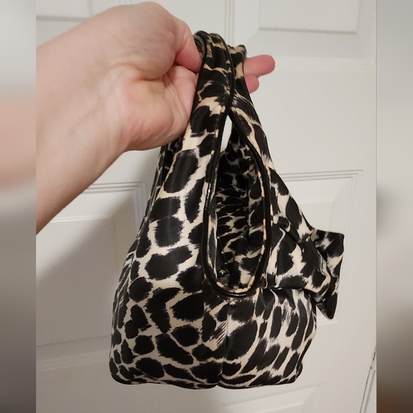 Kate Spade Black and White Nylon Bow Satchel Small 11" X 7" - Picture 4 of 14